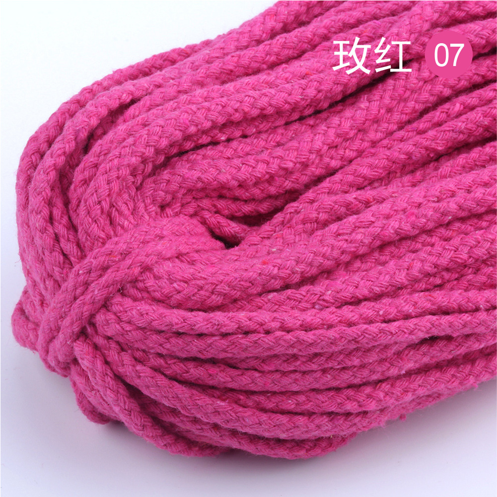 10Yards 5Mm Gekleurde Twisted Cord Touw 100% Katoenen Touw Cords Craft Decoratieve Twisted Diy Handgemaakte Tas Trekkoord Accessoires: Rose red