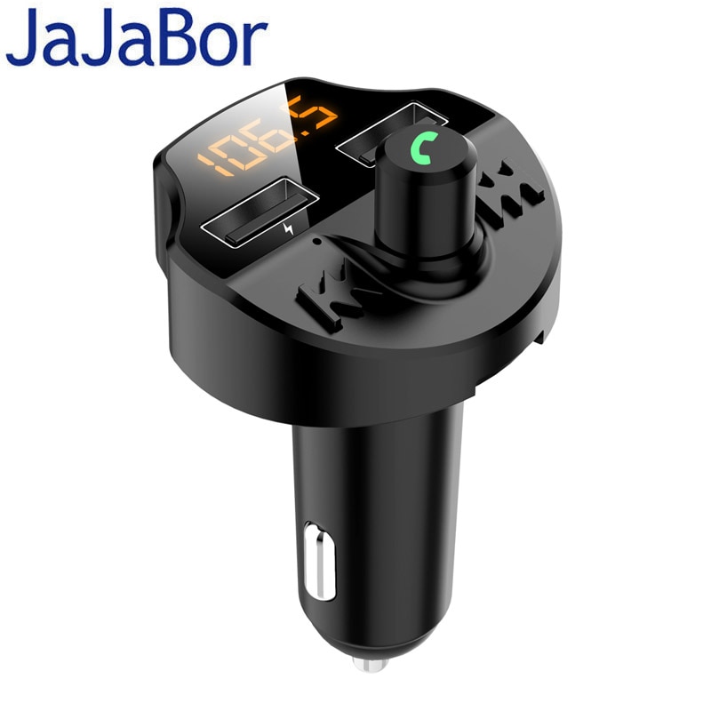 Jajabor Bluetooth 5.0 Handsfree Car Kit Fm-zender Modulator Handsfree Muziek Dual Usb Car Charger