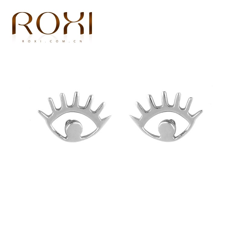 ROXI, pendientes de tuerca de ojo de Ángel salvaje a la , pendientes de tuerca de Plata de Ley 925, pendientes de cartílago para mujeres, pendientes inusuales, joyería: White Gold