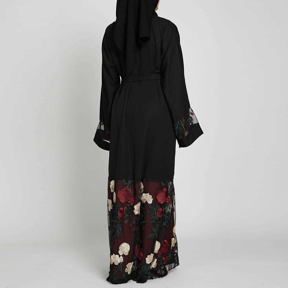 Midden-oosten ramadan kimono borduurwerk arabische cardigan kaftan islamitische kleding moslim vrouwen jurken open abaya dubai