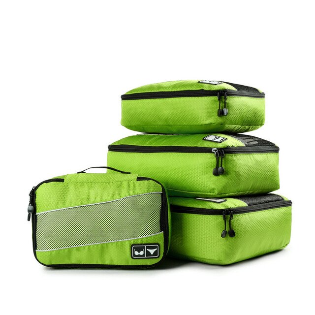 4/8 Pieces Set Packing Cubes Travel Duffle Bag Mesh Packing Organizer Breathable Nylon Men Women Travel Luggage Organizer Set #1: GREEN XS-S-M-L