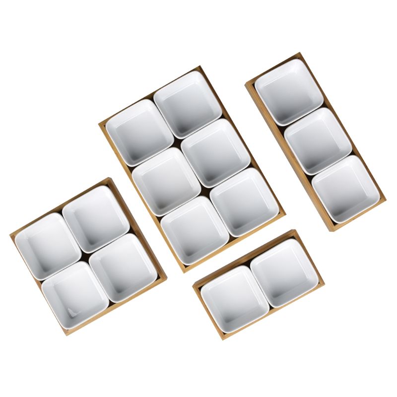 Ceramic Sauce Dish Divided Dipping Bowl Tray Condiment Dish Storage Tray for Kit