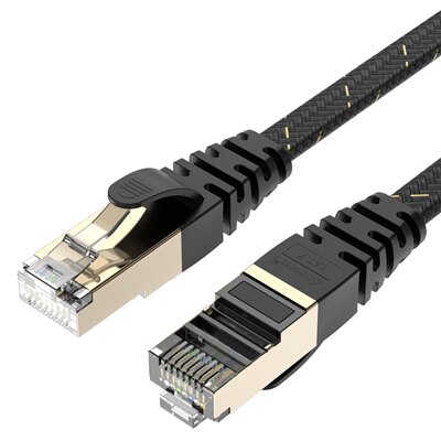 Ampcom Ethernet Kabel RJ45 Cat7 Lan Kabel [5-30 M] Stp Rj 45 Platte Netwerkkabel Patch cord Kabel Ethernet: Black / 15m