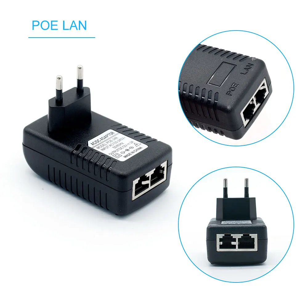 48V/12V POE injector Ethernet CCTV Power Adapter 0.5A /2A 24W POE for IP camera IP Phones POE Switch Power Adapter EU/US Option