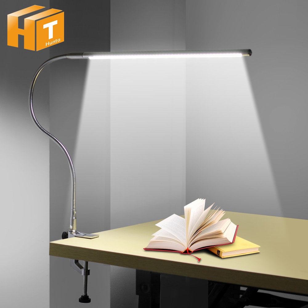 Langarm bordlampe 48 leds klipmonteret kontor ledet skrivebordslampe usb læselys øje beskytte klemme bog lys