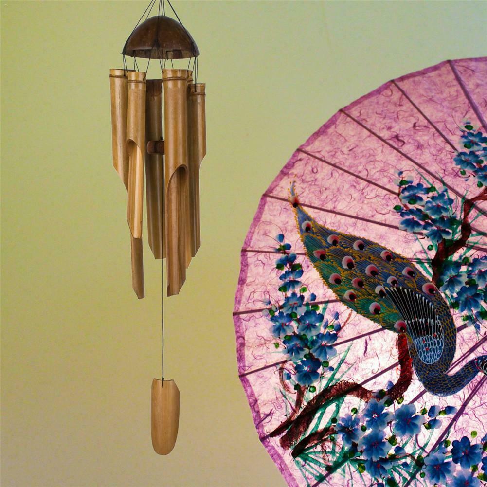 Wood Handmade Bamboo Wind Chimes Outdoor Living Wind Chimes Copper Wind Chimes Home Window Hanging Decoration XNC