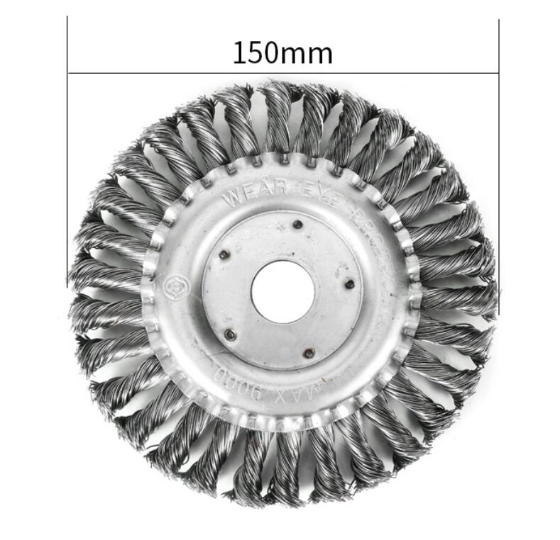 Knudet bænk ståltrådsbørste afgratning afrustning vinkelsliber rensetilbehør 125mm rustfjernelseshjul metalskivebørste: 150mm