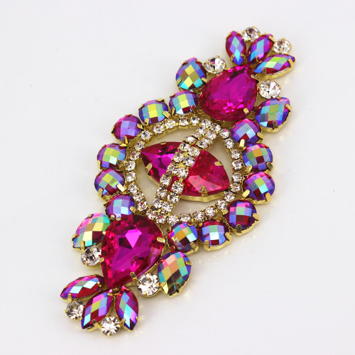 12*5.8 cm bandeau de mariée strass Applique pour wedidng robe sac décorations or mariage ceinture ceinture strass vert appliques: rose AB applique2