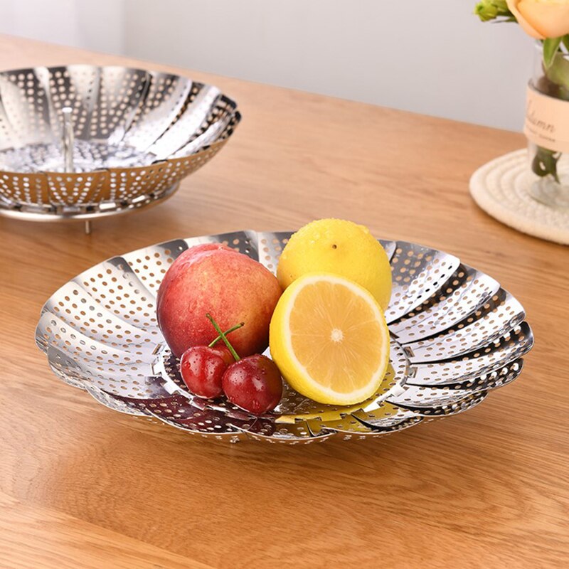 Stainless Steel Steam Basket Vegetable Kitchen Fruit Food Basket Mesh Steamer Rack Cooking Steam Accessories For Kitchen