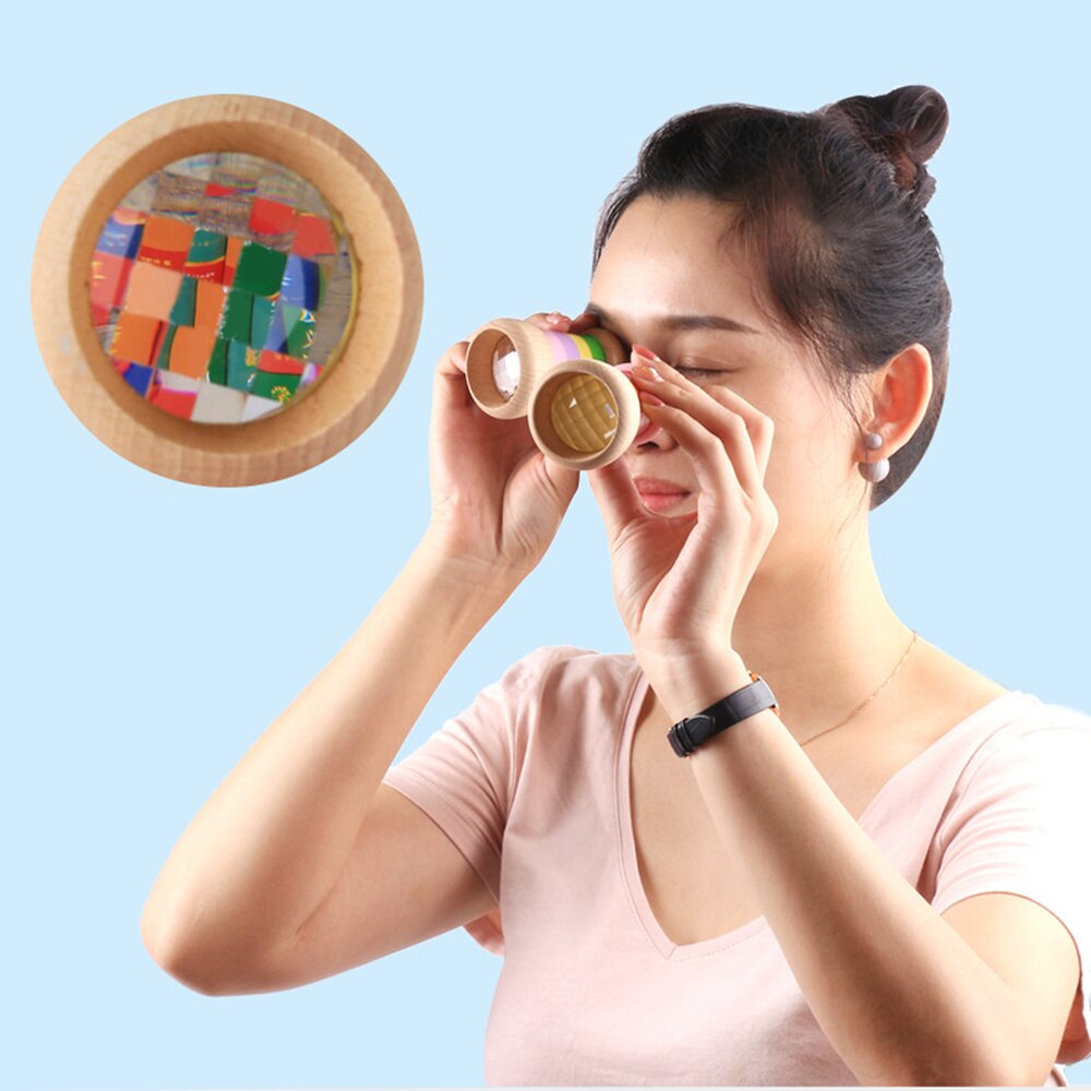 Wood Kaleidoscope Beautiful Educational Kaleidoscope for Child Baby Kid (Color First)