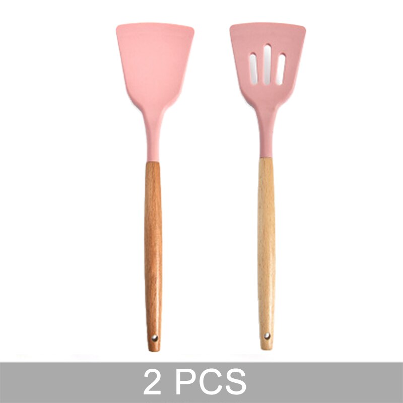 9 Stuks Roze Siliconen Keukengerei Set Non-stick Hittebestendig Bakken Koken Tools Keukengerei Accessoires: 2 PCS