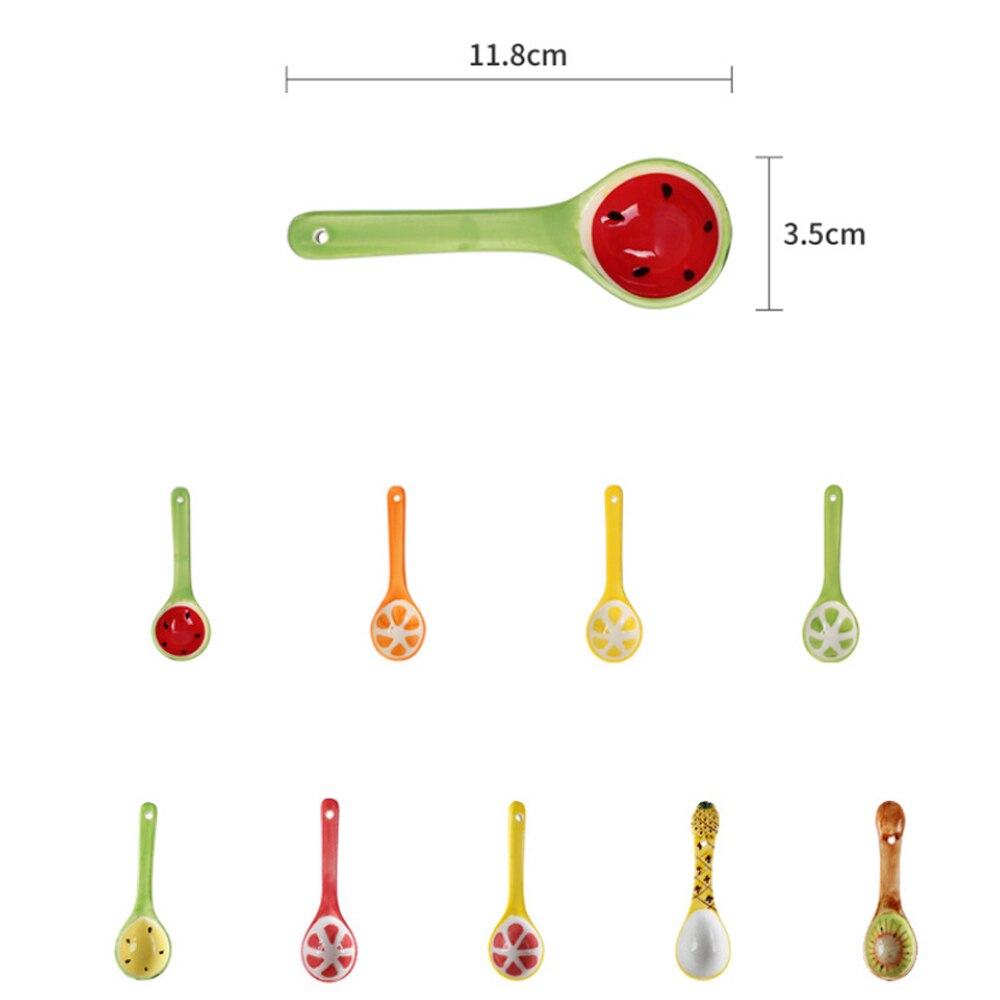 Creatieve Handgeschilderde Fruit Lepel Keramische Lepel Olijfolie Tank Keuken Kruiden Gereedschap Solide Keuken Gereedschap Leuke Lepel