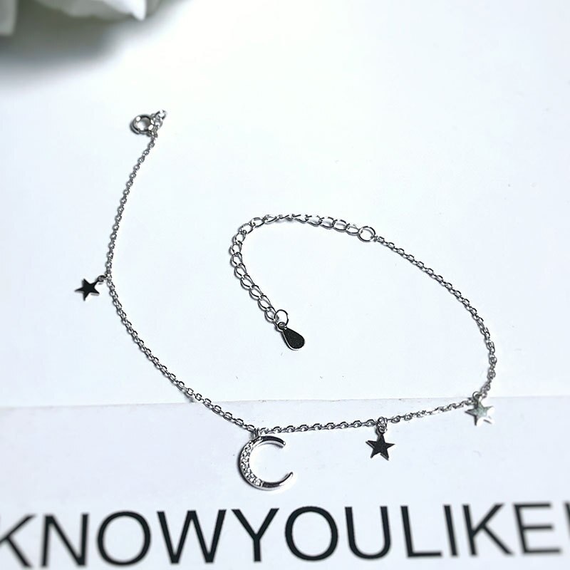 Armband aus 925 sterlingsilber mit mondstern-fußkettchen und aaaa-zirkonia, ideal für den sommer