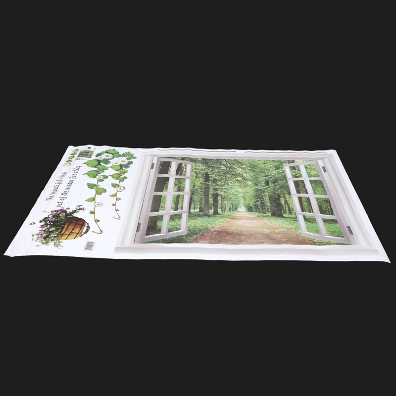 Huge Window 3D Green View Flowers Plant Wall Stickers Art Mural Decal Wallpaper