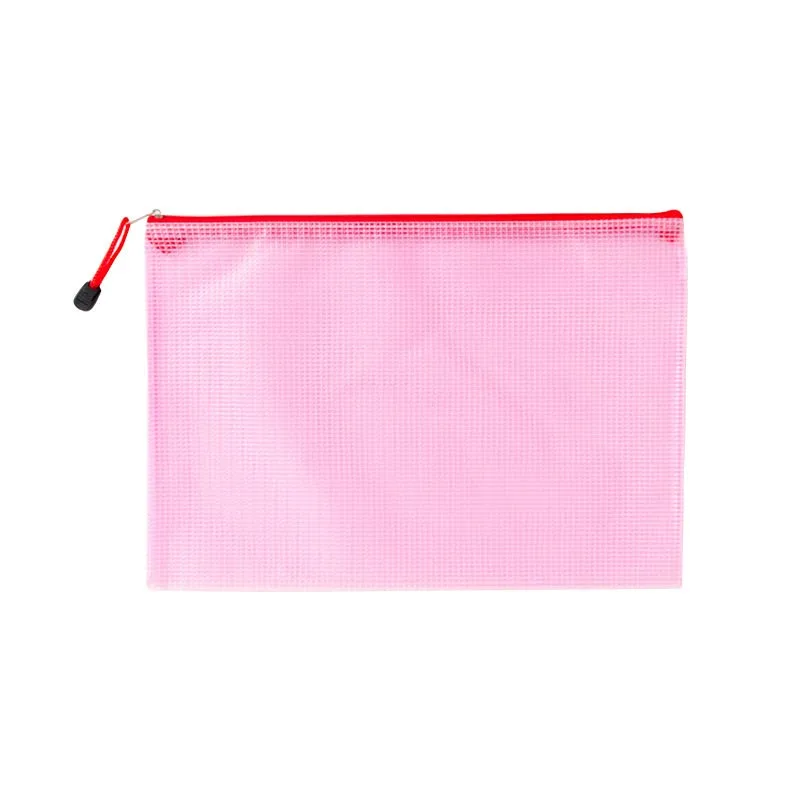 10pcs Mesh Zipper Pouch Waterproof Plastic Document Pouch Multipurpose for Travel Storage Office Appliances Home Organize Bags: S / Red