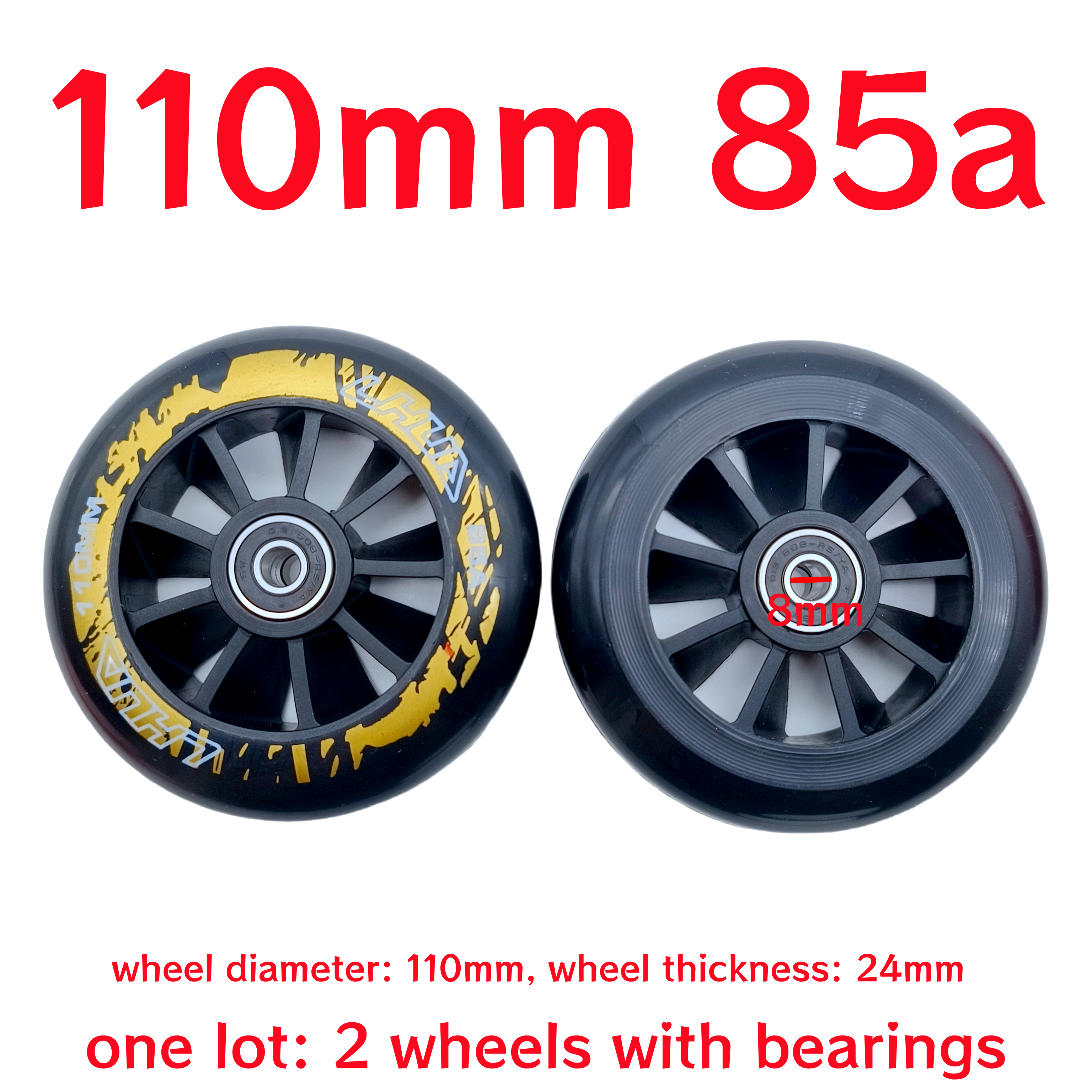 scooter accessories skate wheel scooter wheel 90mm 110mm 120mm 125mm wheel thickness 24mm 2wheels/lot: Burgundy