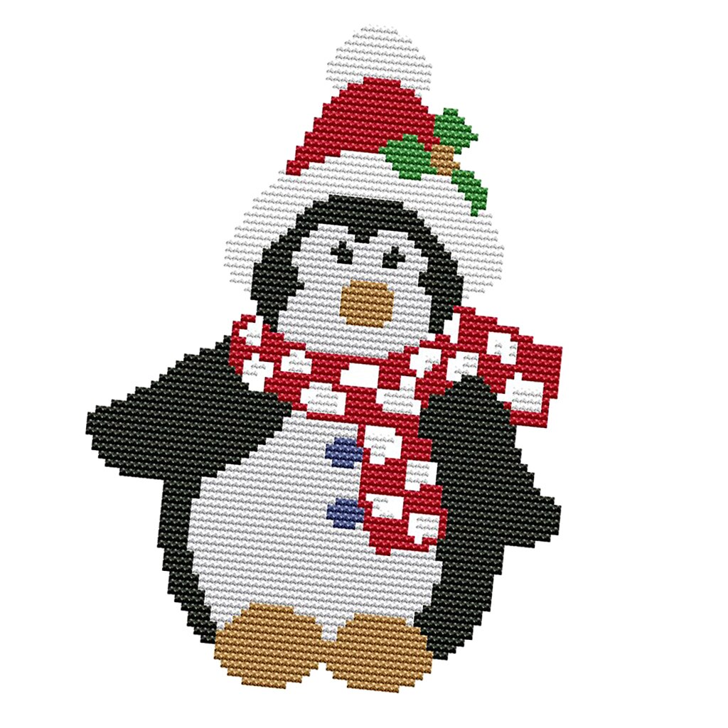 Pre Printed Cross Stitch Kit Stamped Penguin Hand Needlepoint Kits 20*25cm