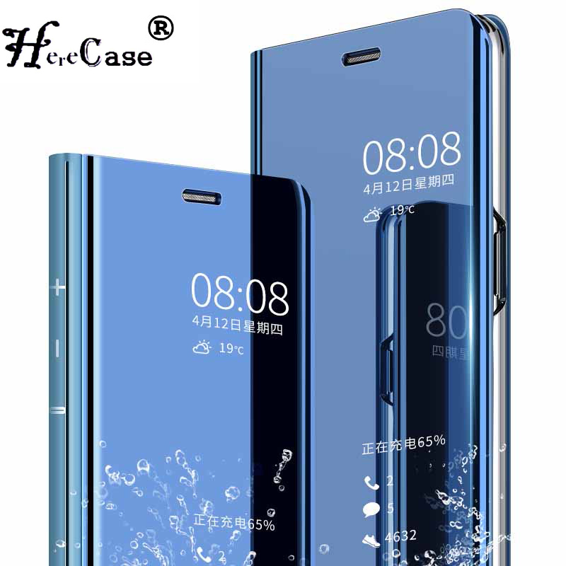 Flip Leather telefon Cover For Huawei p20 p20pro p20lite Smart Mirror Mobile phone Case phone holder stand accessory bag