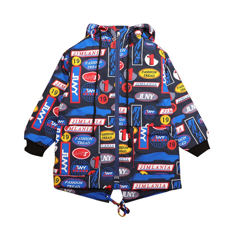 Crianças moda cor esportes grosso quente blusão casaco inverno menino com capuz longo algodão-acolchoado parka jaquetas crianças outerwear topos