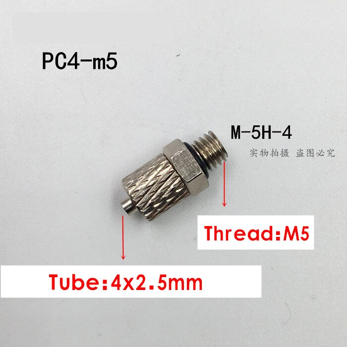 PC4-m3 PC6-M5 filetage mâle M3 M4 M5 M6-Tube 3mm 4mm 6mm tuyau pneumatique droit tuyau d'air raccord rapide Mini connecteur en laiton: PC4-m5