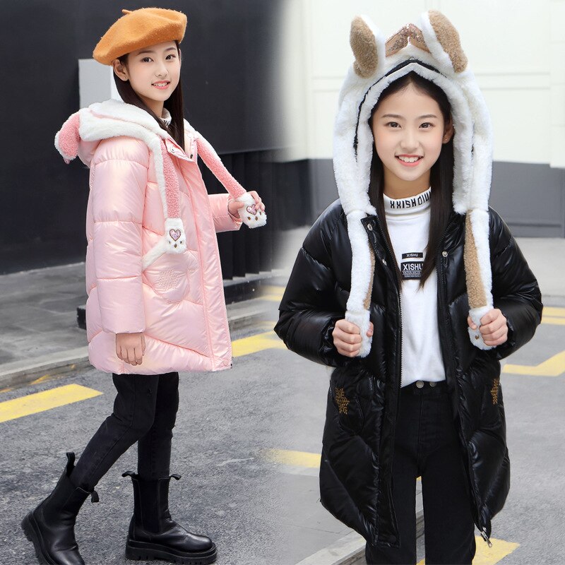 Chaqueta acolchada de algodón con dibujos animados para niñas, abrigo pesado de para adolescentes, prendas de vestir con capucha, 5, 6, 7, 8, 9, 10, 11, 12 Y 13 años, Invierno