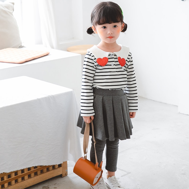 Katoenen kinderleggings voor meisjes met rok, casual broek voor kinderen, effen elastische potloodbroek, peuterbroek