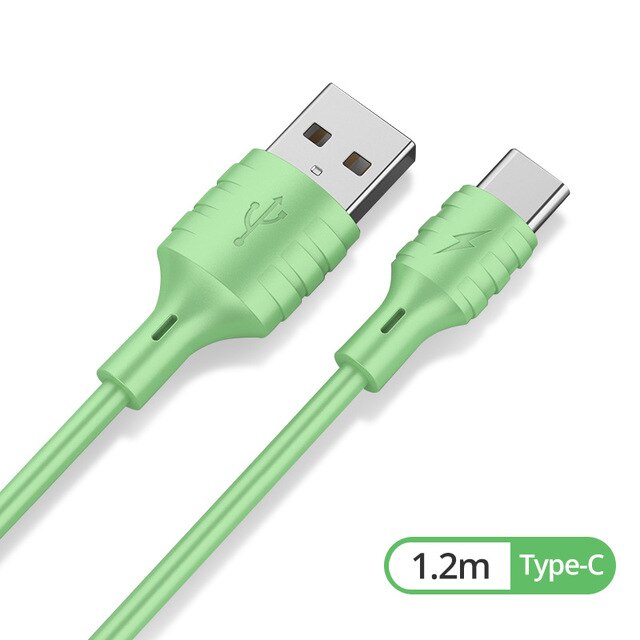 FONKEN kabel robić ładowarki telefonu komórkowego płynny silikonowy kabel USB typu C robić Huawei P30 kumpel 30 kabel mikro USB robić OPPO VIVO: zielony rodzaj C kabel