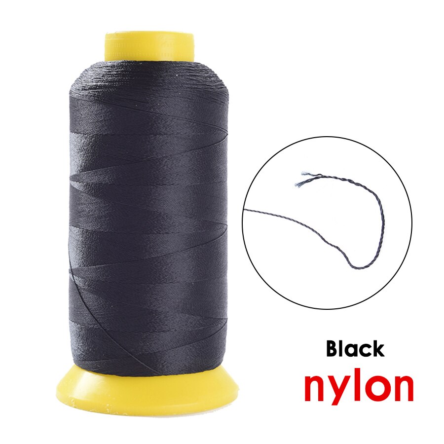 Máquina de coser para cabello, herramientas para pelucas, hilo para tejer de algodón y nailon, accesorios para pelucas, gorras, herramientas de extensión de cabello: black Nylon