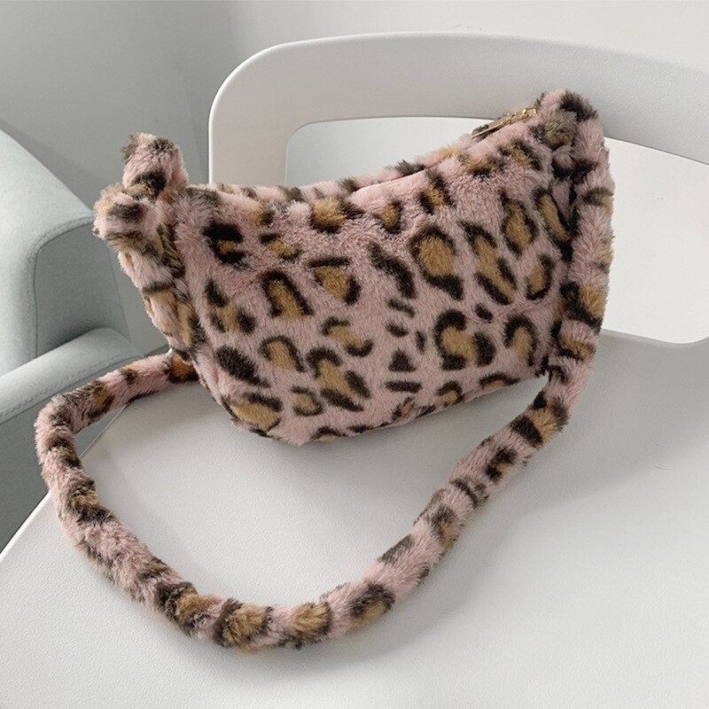 Luipaard kleine crossbody tassen voor vrouwen vintage pluizige bont dames schoudertas mini sac a main femme handtas bolsas