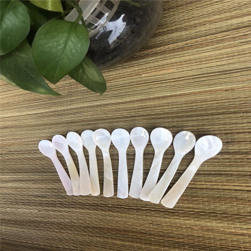 Cuillère à café blanche à coquille naturelle 13CM, cuillère à condiments pour Restaurant hôtel cuillère à Dessert au miel cuillère à Caviar