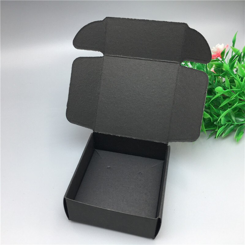 Cajas de embalaje de de avión de cartón de papel, conjunto de joyas, cajas Kraft, collar, colgante, pendiente, caja de exhibición: Black