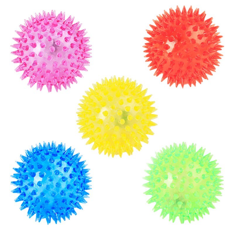 Hund pipiga leksaker färgglada mjuka gummi självlysande husdjur valp hund tuggar leka elastisk igelkott boll leksak små sällskapsdjur tillbehör: 6.5cm