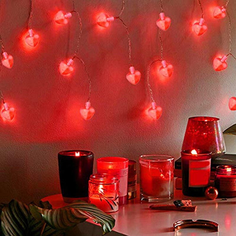 Love Heart Shaped String Lights Bedroom Light Decorations 20 LED Fairy Lights Valentine's Day String Light Party Wedding