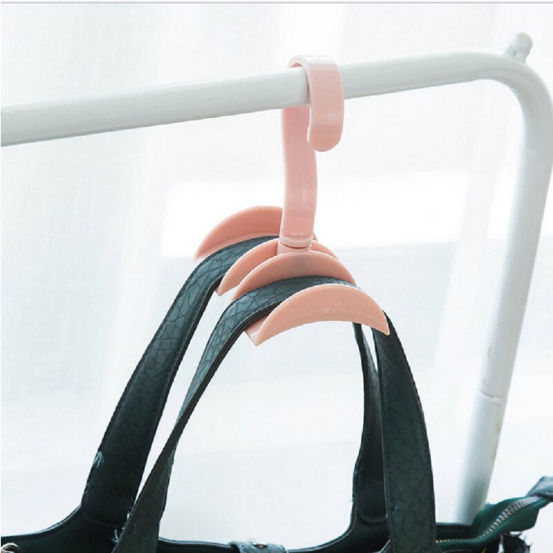 Elke hoek rotatie kast organizer staaf hanger handtas opslag portemonnee hangrek houder haak tas kledinghanger: Roze