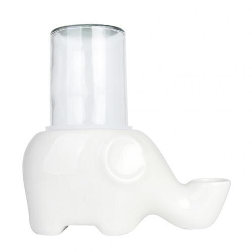 Éléphant D'animal Familier de Forme de Chat Chaton Aucun Déversement Distributeur D'eau Distributeur de Bol À Boire: White