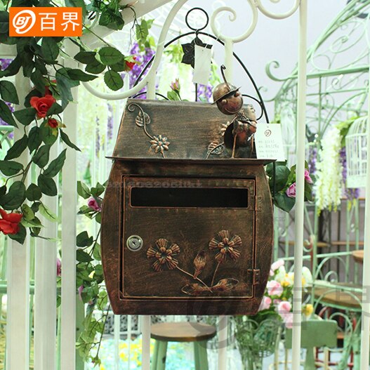 View of Wrought Iron Wall-mounted Mailbox Idyllic Retro wi... – Grandado