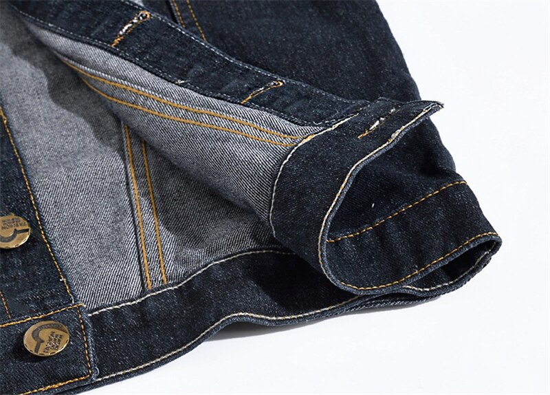 Men's high-grade Denim Vest Male Black Sleeveless cotton 80s Jackets Hole Jeans Vintage Brand Waistcoat 6XL