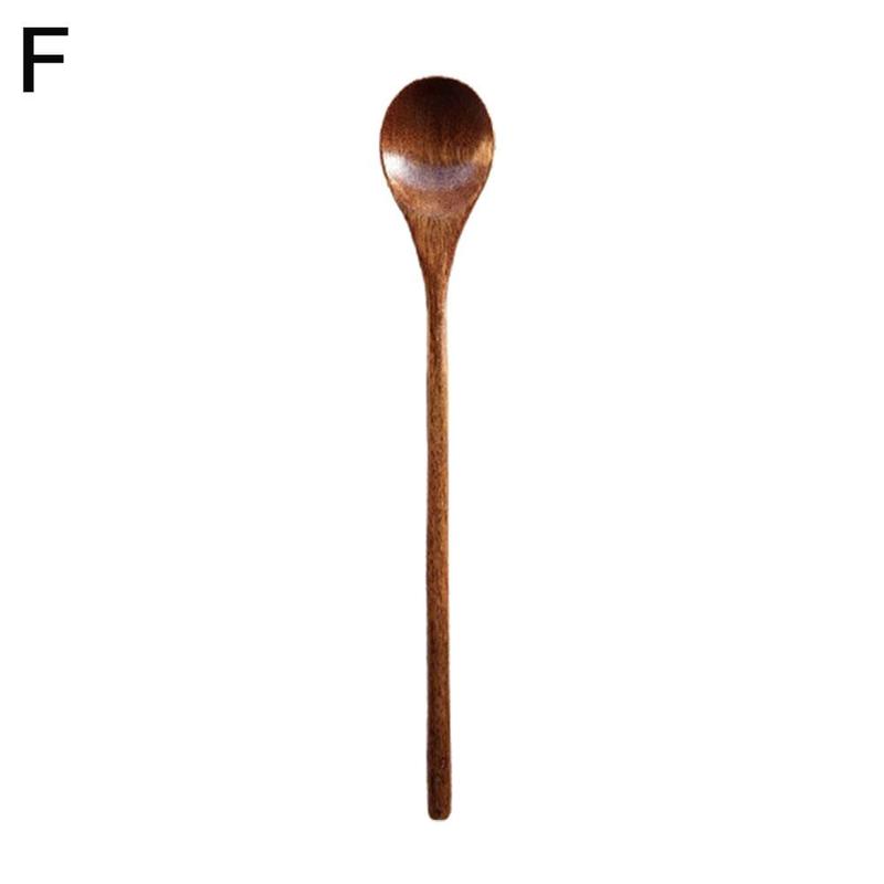 Japanese Style Wooden Soup Spoon With Long Straight Handle And Wide Mouth Sauce Soup Spoon Suitable For Picnic And Easy To Carry: F