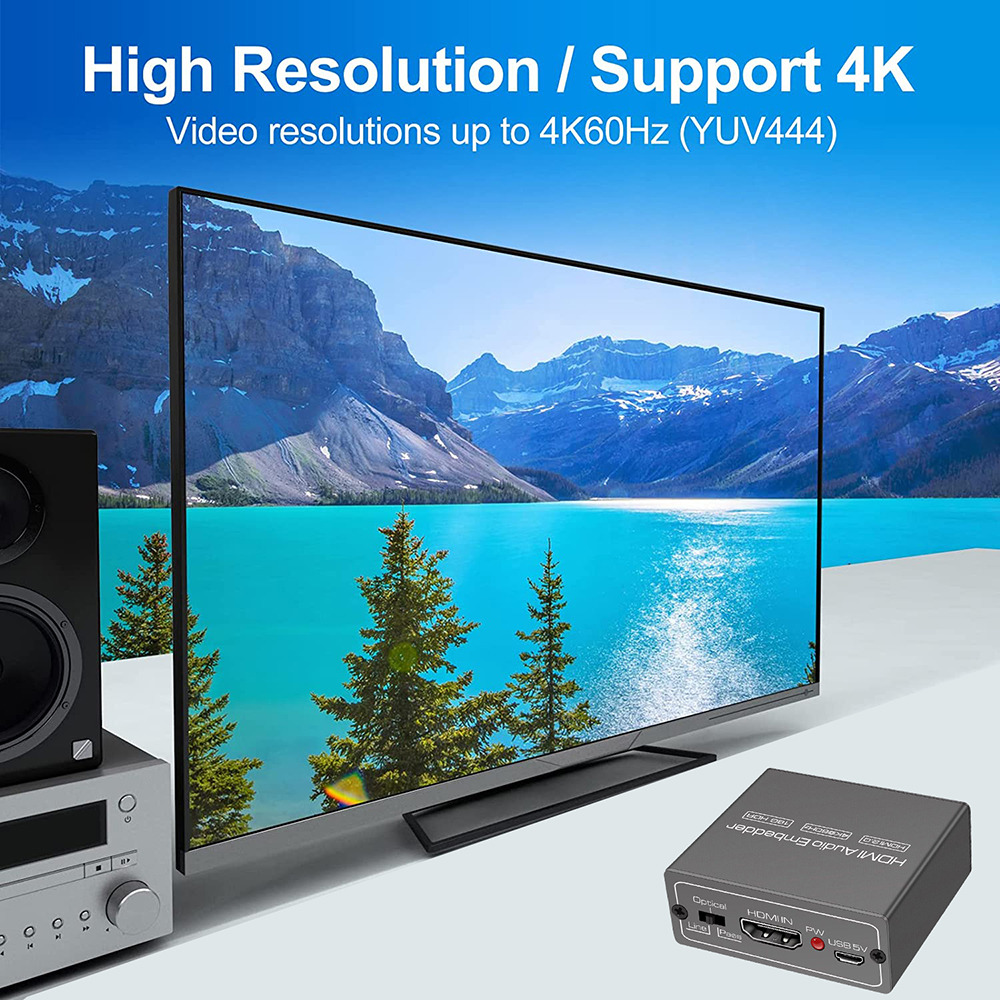 Hdmi audio embedder inserter hdmi 2.0 hdmi audio mixer hdmi+ aux audio+digital toslink audio to hdmi converter mixer 4k 60hz &hdr