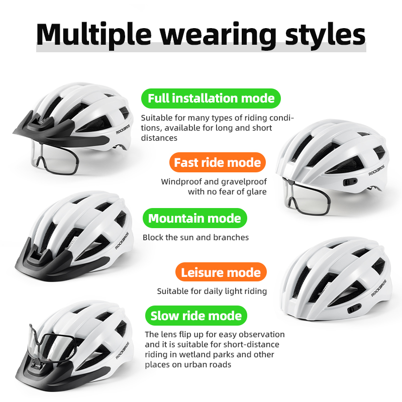 ROCKBROS-casco de ciclismo ultraligero, gafas magnéticas con luz trasera, casco de bicicleta integrado, protección de para montaña y carretera