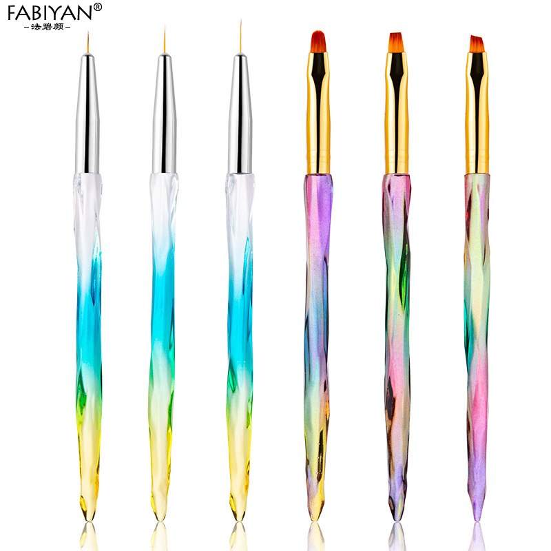3Pcs Nail Art Brush Gradiënt Acryl Pen Franse Liner Pen Tekening Lijnen Of Schilderen Bloem Diy Manicure Tool