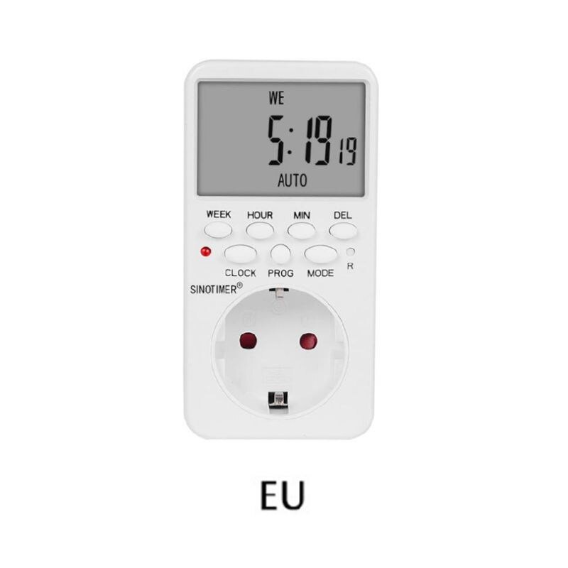 Digital timer-stik  ac230v -tidsrelæ programmerbart eu/us/uk/isr/br/it stik: Guld