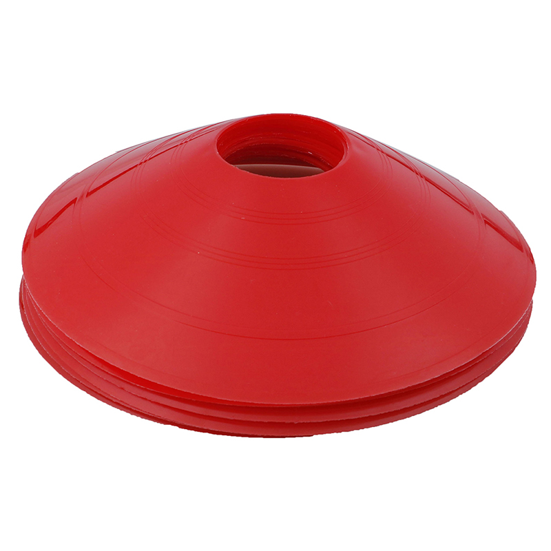 Juego de 10 unidades de Entrenamiento de fútbol resistentes a la presión, marcador de discos, Cubo de PVC, accesorios deportivos,: Rojo