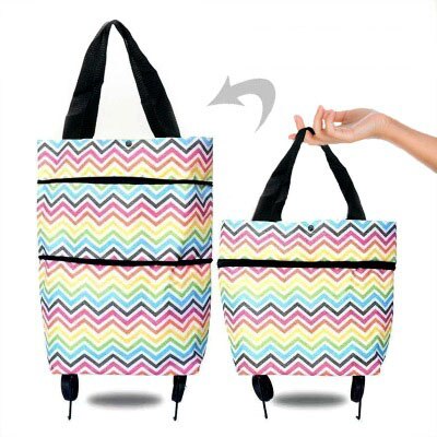 Sac de courses pliable, chariot de courses, achat de nourriture, sac sur roues, sac de légumes, organisateur de Shopping, sac Portable, paquet de traction: wave S