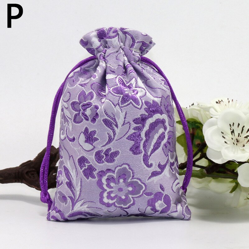 Zijde Sieraden Opbergtas Pouch Tas Kleine Satijnen Portemonnee Chinese Brocade Geborduurde Trekkoord Bag Voor Ring Sieraden: P