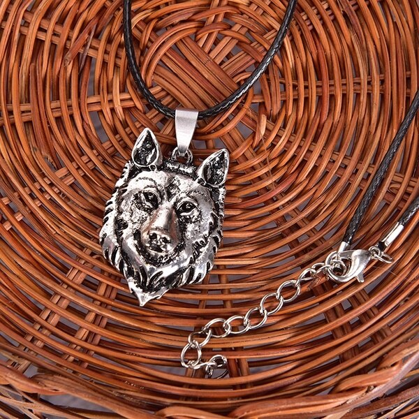 1 Pc Tibetaans Zilveren Wolf Hoofd Hanger Ketting Amulet Dier Viking Mannen Sieraden