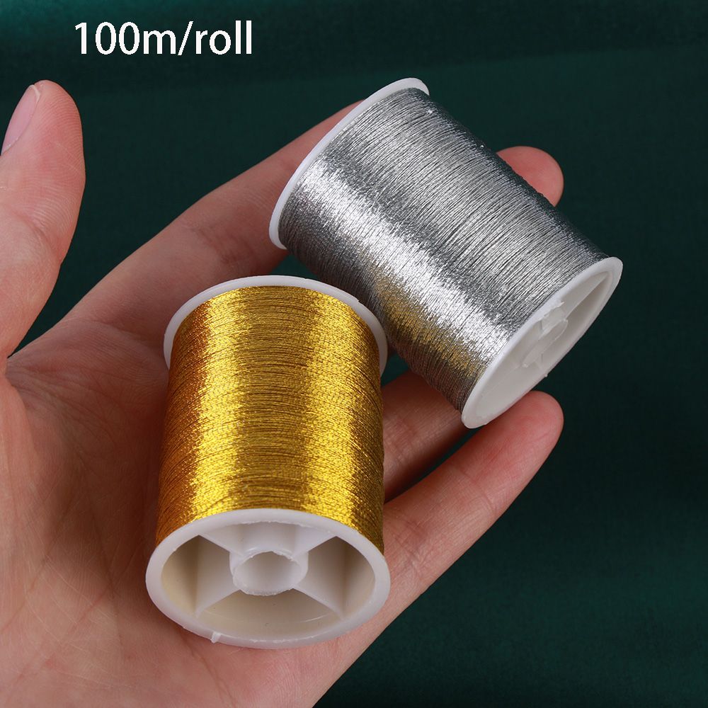 100 metres Spool Crafts Handmade DIY Embroidery Thread Cross Stitch gold wire Sewing Machine