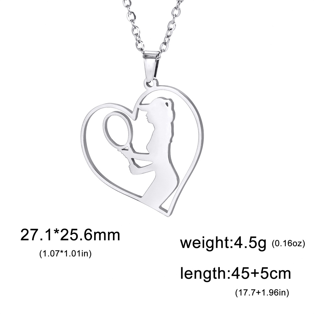 EUEAVAN-collares con colgante redondo para gimnasia rítmica, bailarina, para mujeres y niñas, collar de Yoga para gimnasta de acero inoxidable, joyería deportiva: Pistola negra plateada
