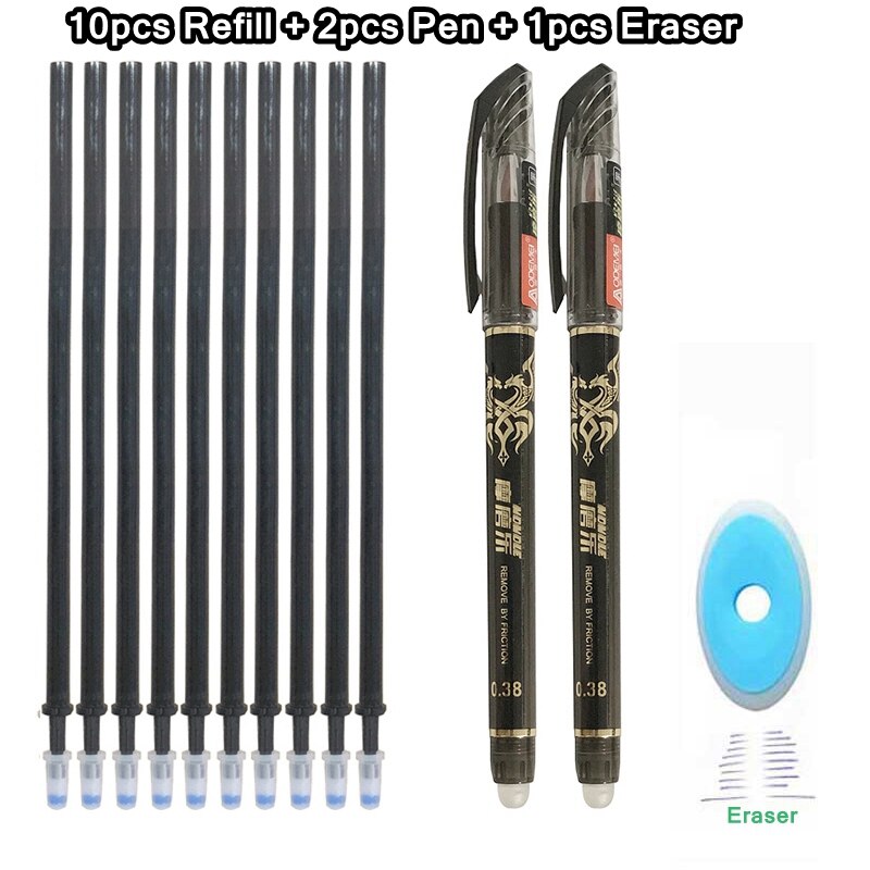 Erasable Pen Set 0.5mm Blue Black Color Ink Writing Gel Pens Washable handle for School Office Stationery Supplies: 13Pcs black-K