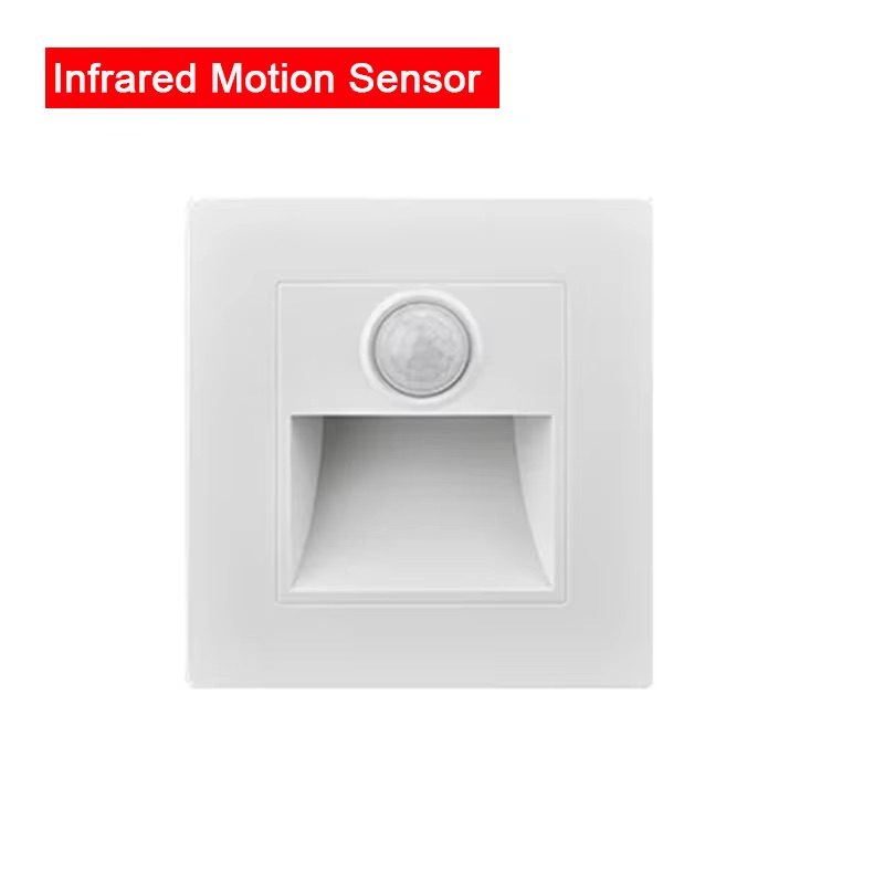 Luces de escalera con Sensor de movimiento infrarrojo, lámpara de pared para escaleras interiores y exteriores, luz LED empotrada de 3W para decoración de escaleras y dormitorios: Blanco